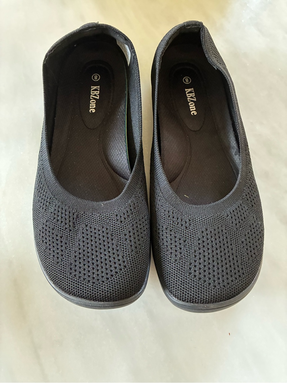 Women's Black Slip-On Comfort Flats KBZONE size 8